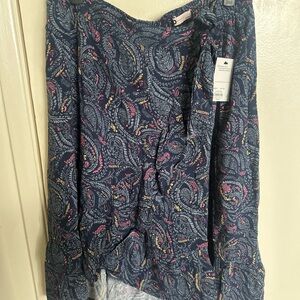 SO Women's Paisley Midi Skirt - Blue and Pink Boho Hippie